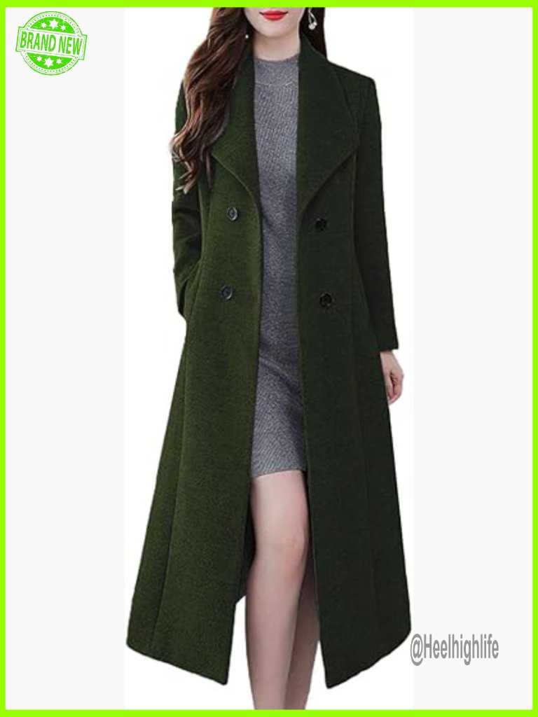Double Breasted Shawl Lapel Pea Coat - Long Warm Winter